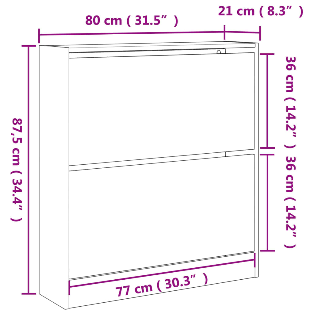 Scarpiera Grigio Cemento 80x21x87,5 cm in Legno Multistrato - homemem39