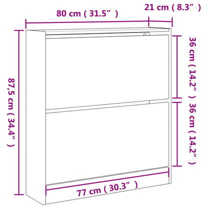 Scarpiera Rovere Fumo 80x21x87,5 cm in Legno Multistrato - homemem39