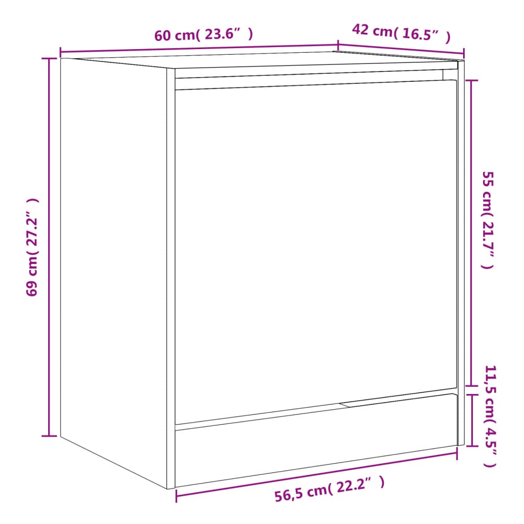 Scarpiera Nera 60x42x69 cm in Legno Multistrato - homemem39