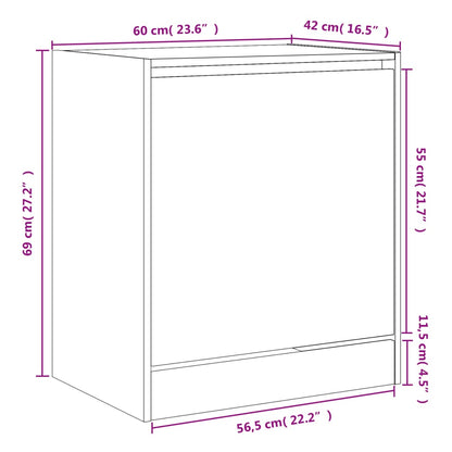 Scarpiera Grigio Cemento 60x42x69 cm in Legno Multistrato - homemem39