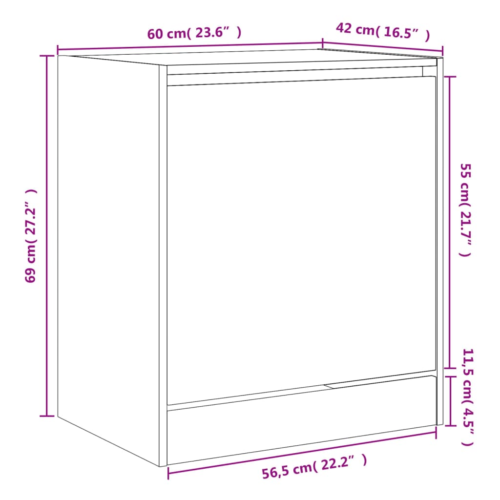 Scarpiera Rovere Fumo 60x42x69 cm in Legno Multistrato - homemem39