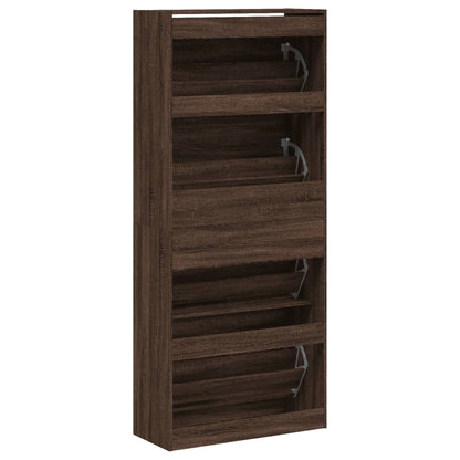 Scarpiera 4 Cassetti Ribaltabili Rovere Marrone 80x34x187,5 cm - homemem39