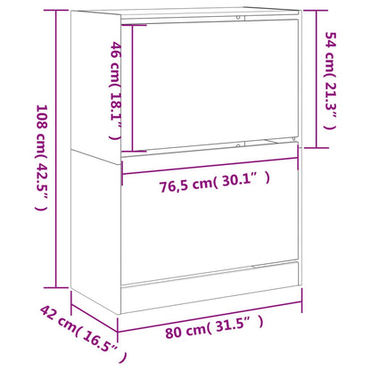 Scarpiera con 2 Cassetti Ribaltabili Nera 80x42x108 cm - homemem39