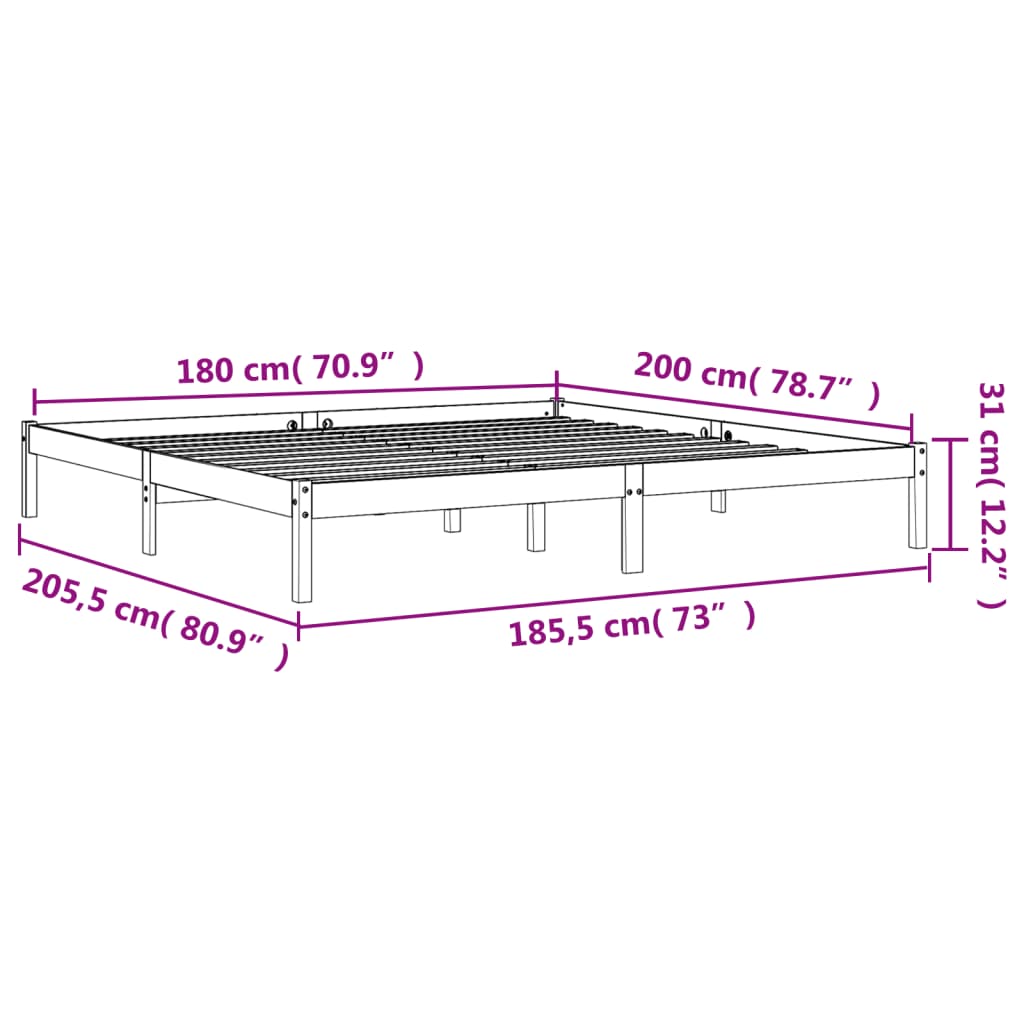 Giroletto Marrone Cera 180x200 cm in Legno Massello di Pino - homemem39