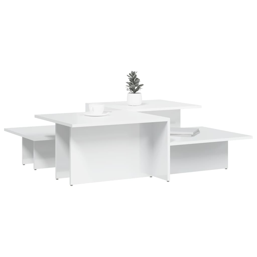 Tavolini da Salotto 2 pz Bianco Lucido in Legno Multistrato - homemem39