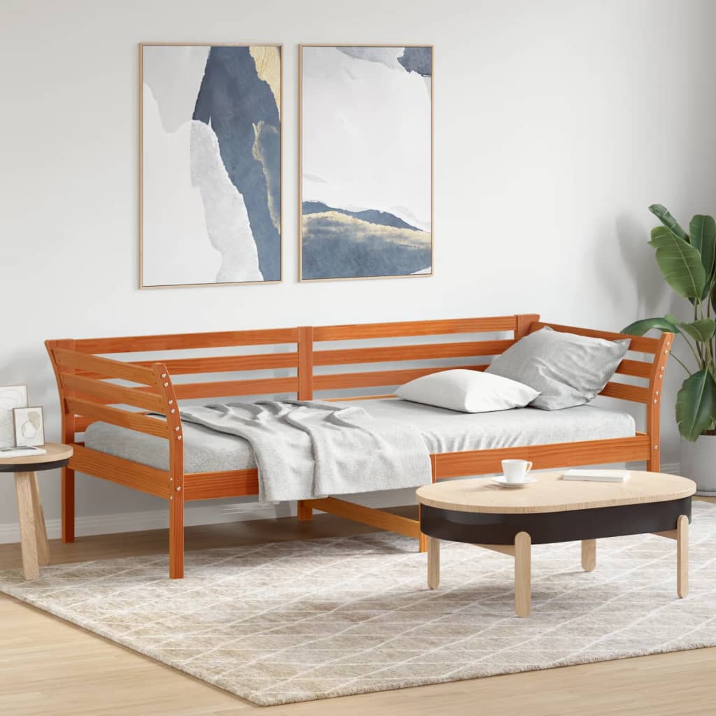 Dormeuse Marrone Cera 80x200 cm in Legno Massello di Pino - homemem39