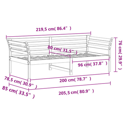 Dormeuse Marrone Cera 80x200 cm in Legno Massello di Pino - homemem39