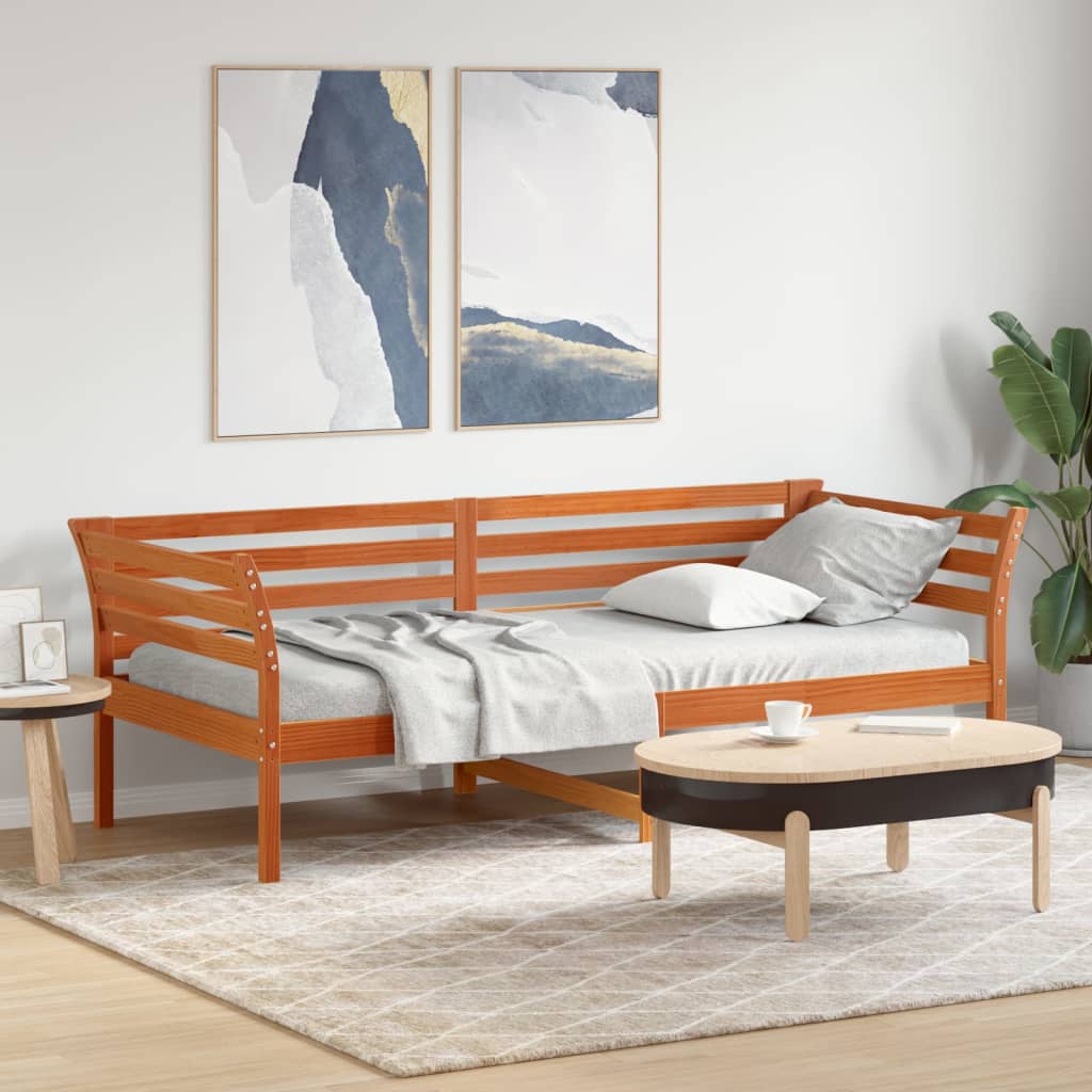 Dormeuse Marrone Cera 90x200 cm in Legno Massello di Pino - homemem39