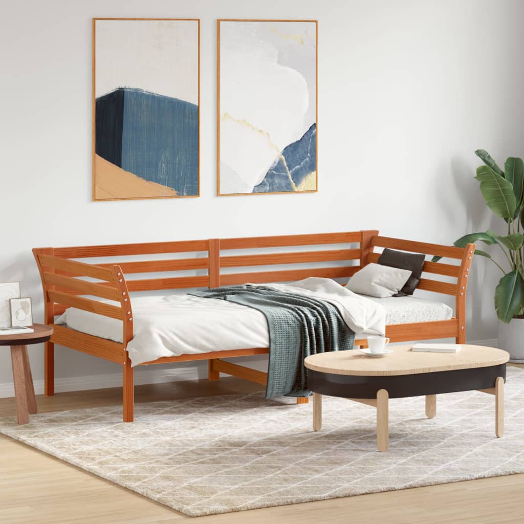 Dormeuse Marrone Cera 90x190 cm in Legno Massello di Pino - homemem39