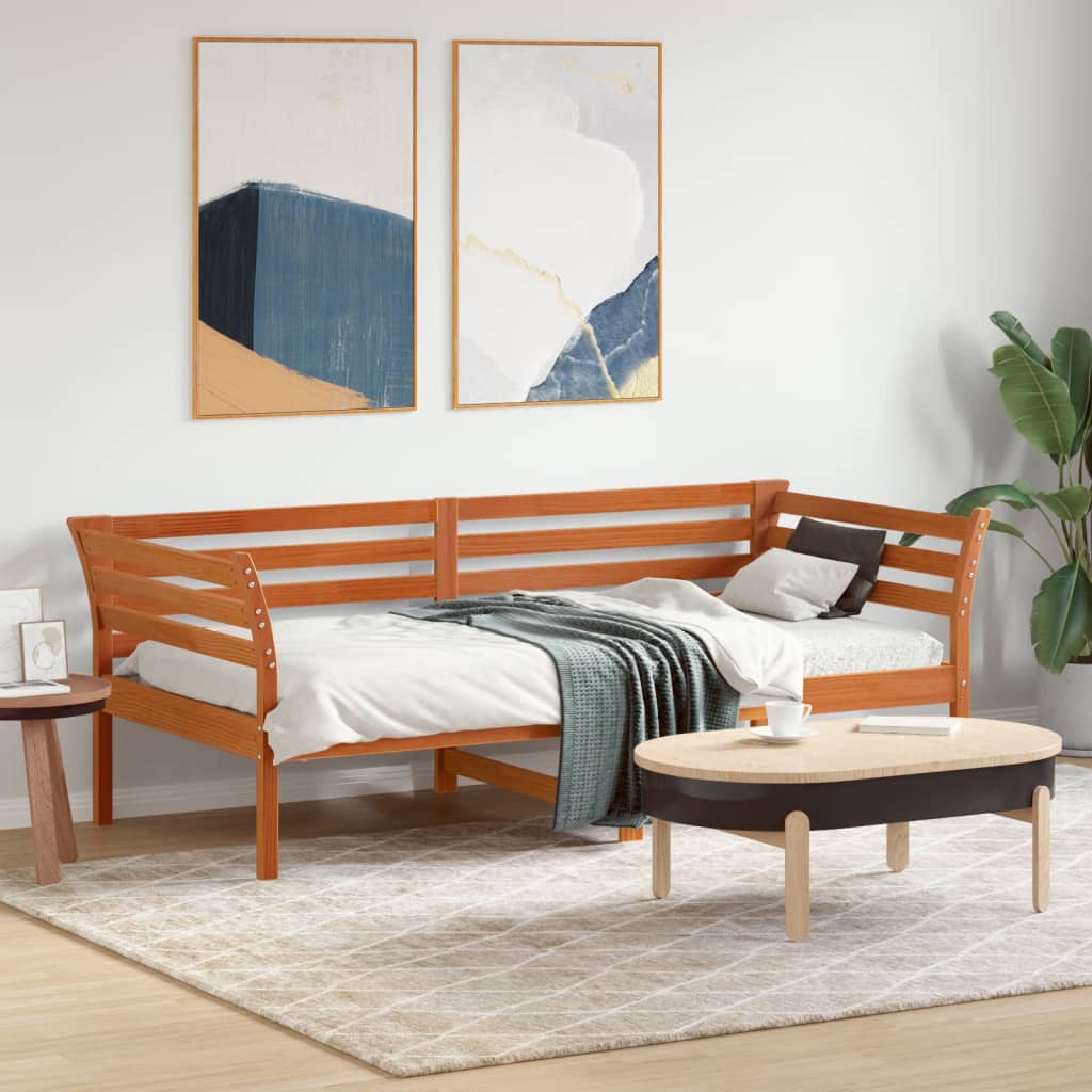 Dormeuse Marrone Cera 75x190 cm in Legno Massello di Pino - homemem39