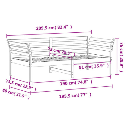 Dormeuse Marrone Cera 75x190 cm in Legno Massello di Pino - homemem39