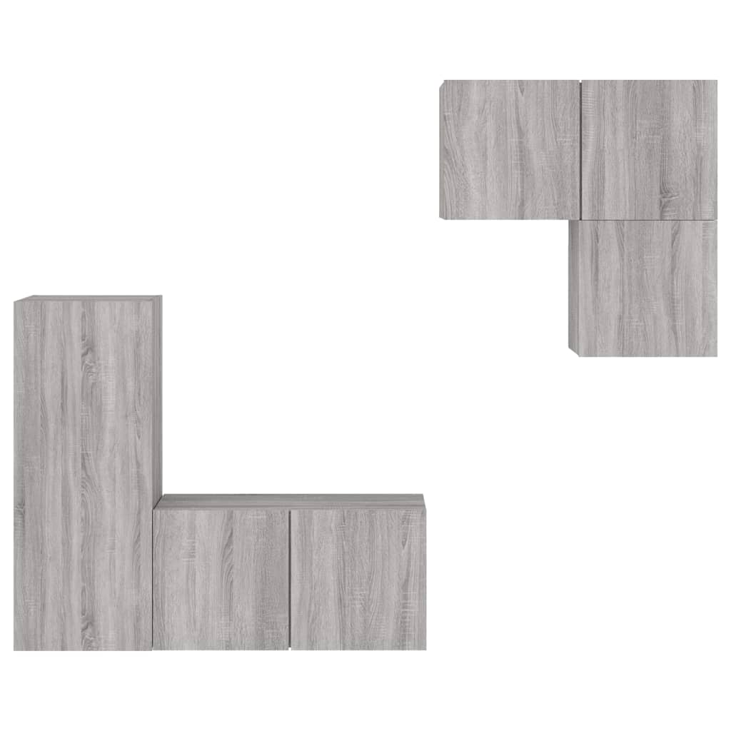 Mobili TV a Muro 4pz Grigio Sonoma in Legno Multistrato - homemem39