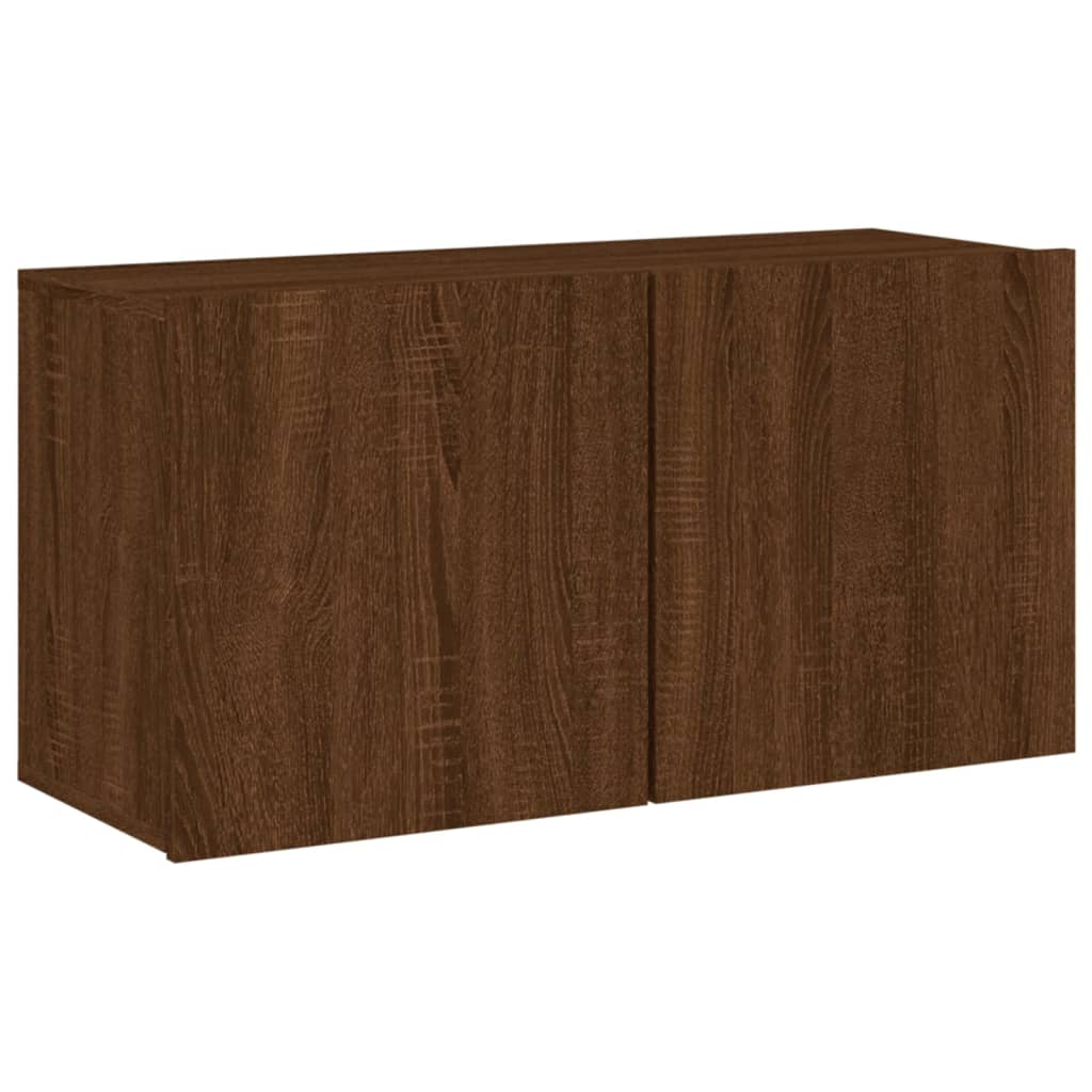 Mobili TV a Muro 4pz Rovere Marrone in Legno Multistrato - homemem39