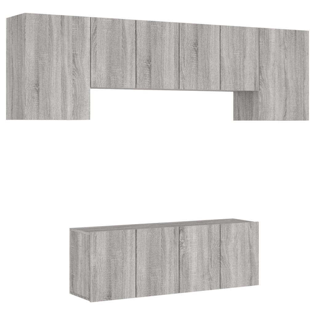 Mobili TV a Muro 6pz Grigio Sonoma in Legno Multistrato - homemem39