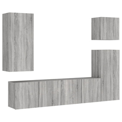 Mobili TV a Muro 5pz Grigio Sonoma in Legno Multistrato - homemem39