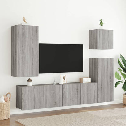 Mobili TV a Muro 5pz Grigio Sonoma in Legno Multistrato - homemem39