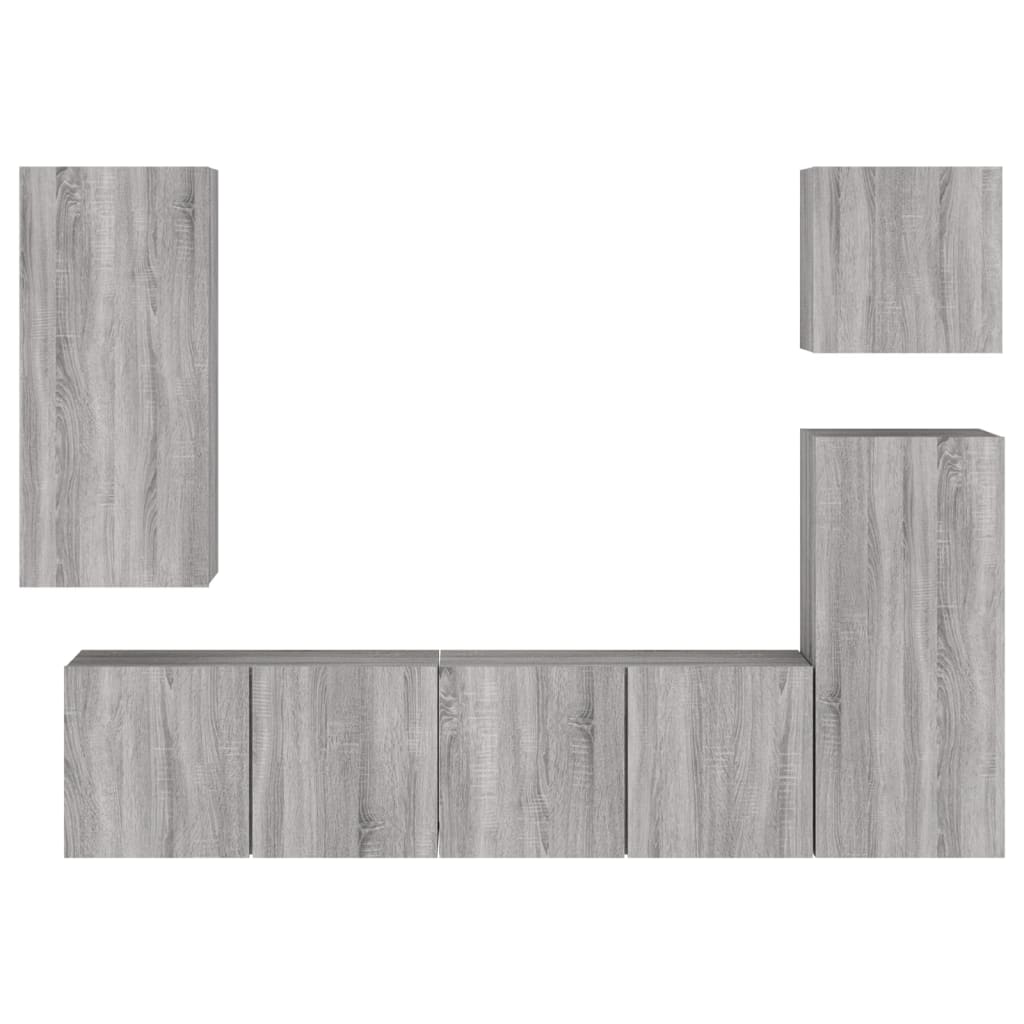 Mobili TV a Muro 5pz Grigio Sonoma in Legno Multistrato - homemem39