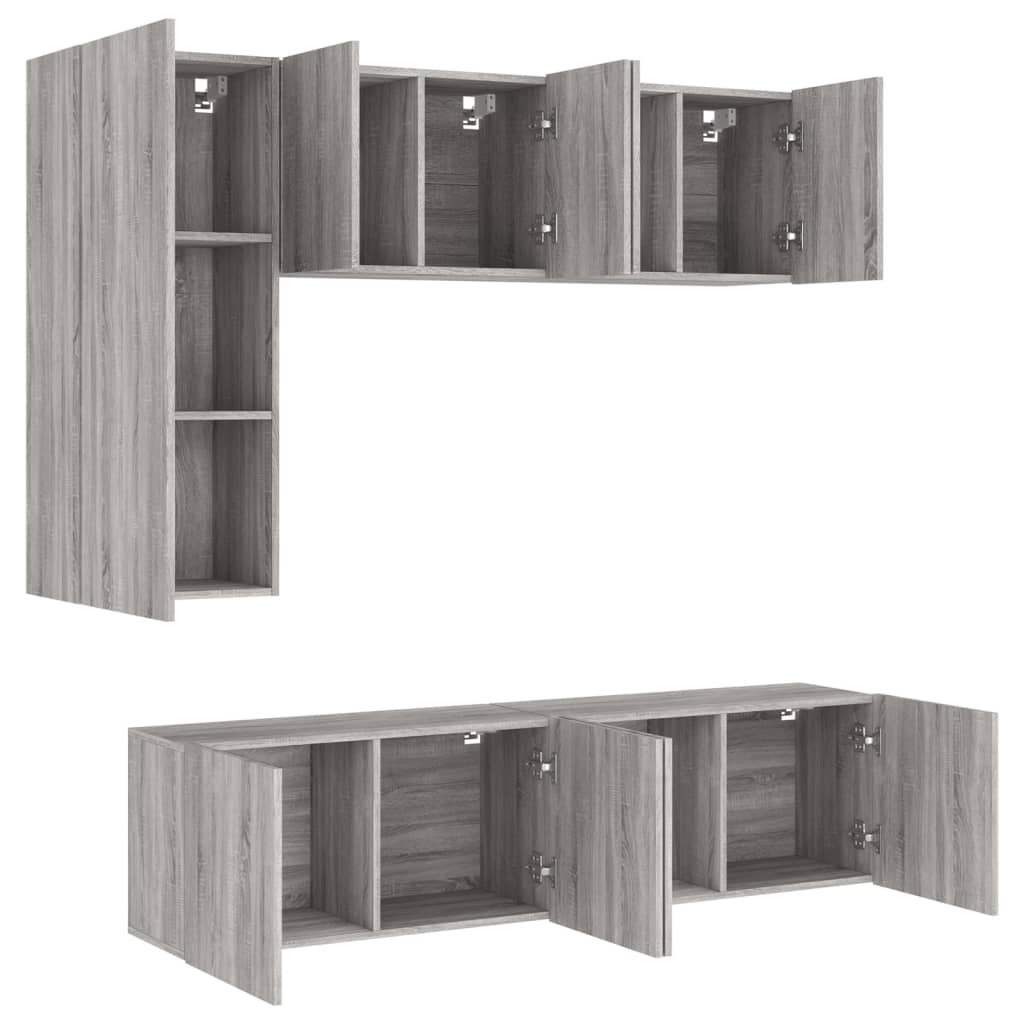 Mobili TV a Muro 5pz Grigio Sonoma in Legno Multistrato - homemem39