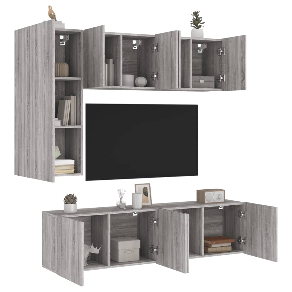 Mobili TV a Muro 5pz Grigio Sonoma in Legno Multistrato - homemem39