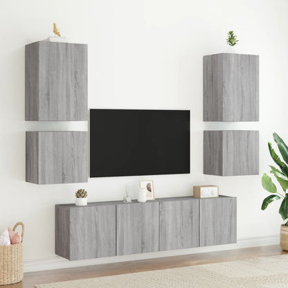 Mobili TV a Muro 6pz Grigio Sonoma in Legno Multistrato - homemem39