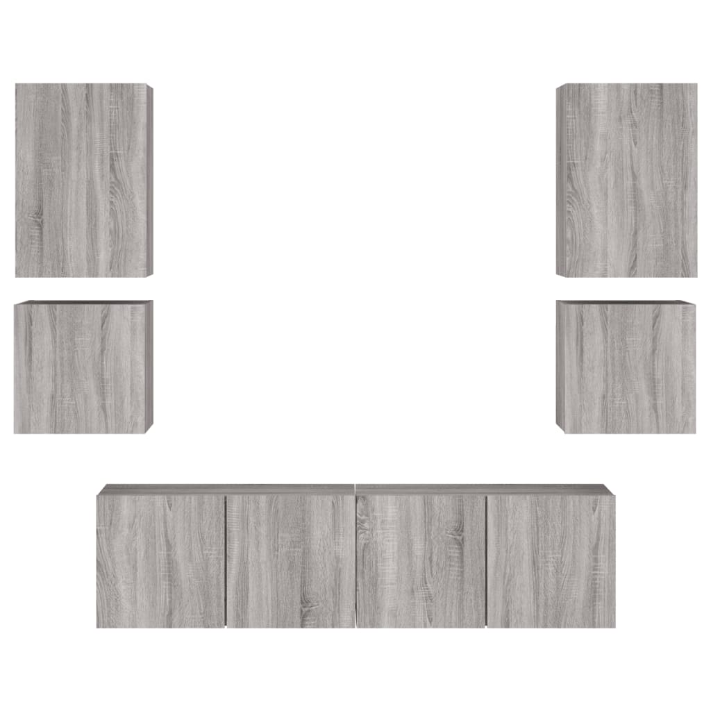 Mobili TV a Muro 6pz Grigio Sonoma in Legno Multistrato - homemem39