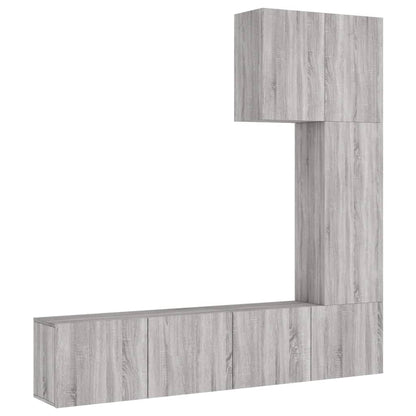 Mobili TV a Muro 5pz Grigio Sonoma in Legno Multistrato - homemem39