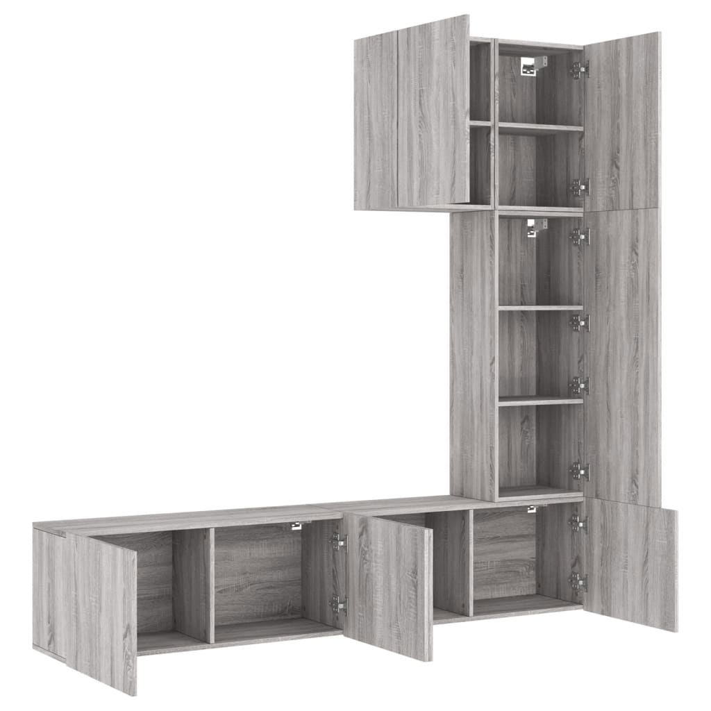 Mobili TV a Muro 5pz Grigio Sonoma in Legno Multistrato - homemem39