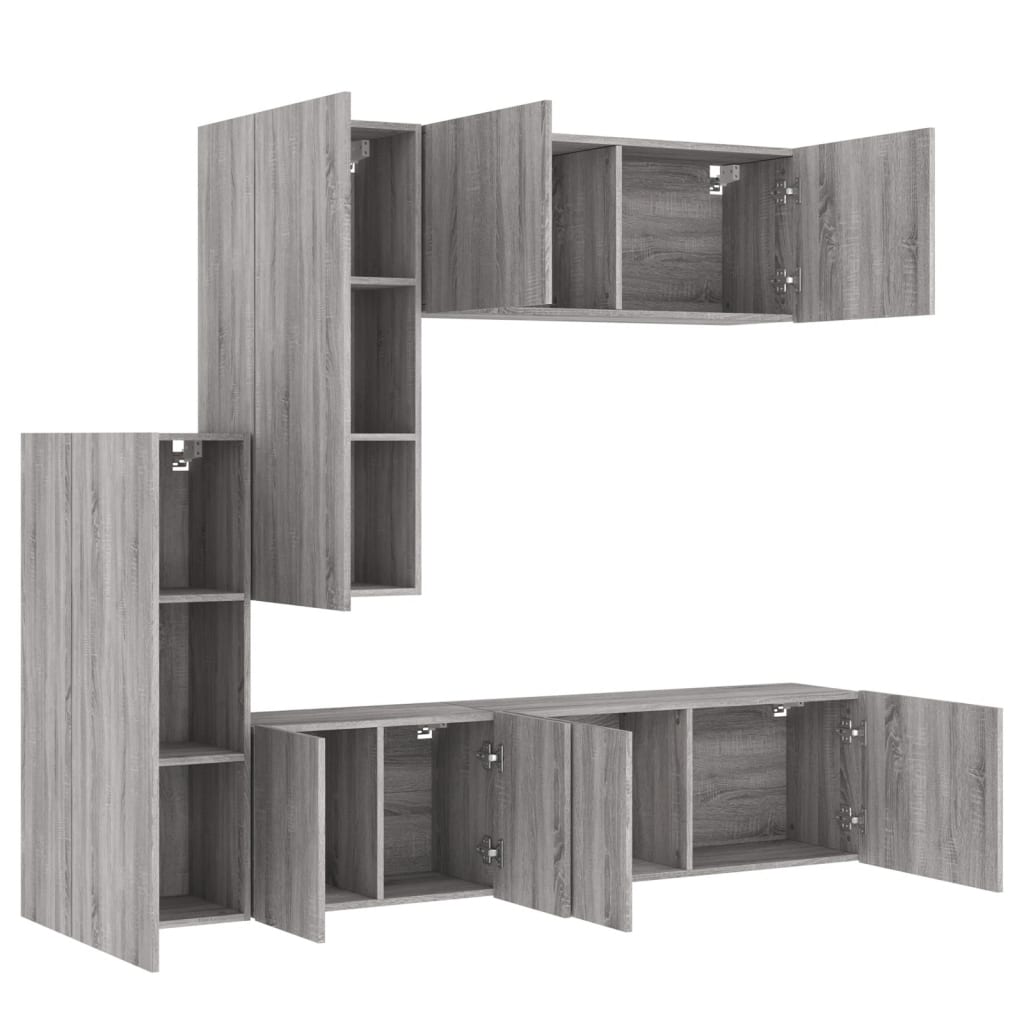 Mobili TV a Muro 5pz Grigio Sonoma in Legno Multistrato - homemem39