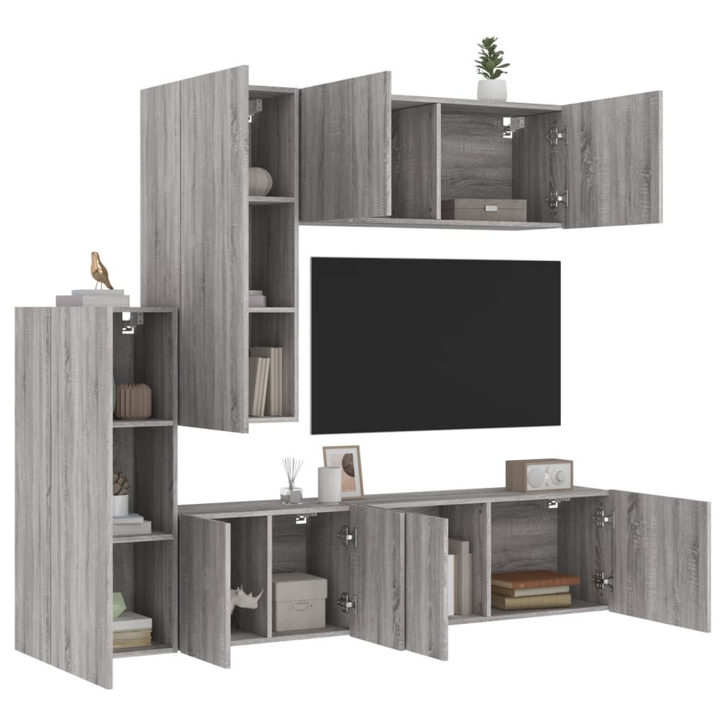 Mobili TV a Muro 5pz Grigio Sonoma in Legno Multistrato - homemem39