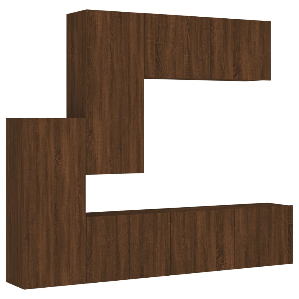 Mobili TV a Muro 5pz Rovere Marrone in Legno Multistrato - homemem39