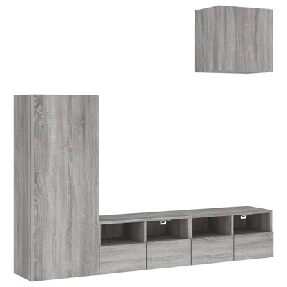 Mobili TV a Muro 4pz Grigio Sonoma in Legno Multistrato - homemem39