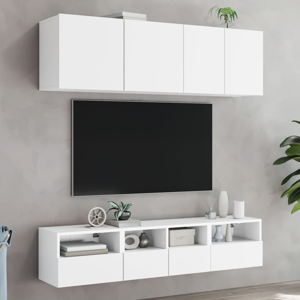 Mobili TV a Muro 5pz Bianchi in Legno Multistrato - homemem39