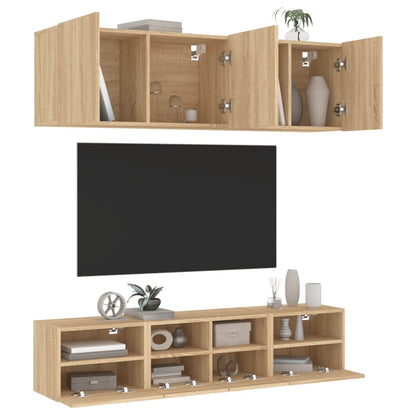 Mobili TV a Muro 5pz Rovere Sonoma in Legno Multistrato - homemem39