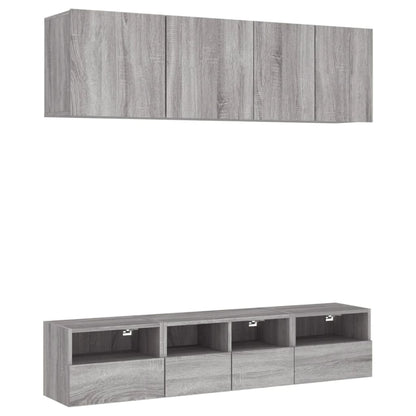 Mobili TV a Muro 5pz Grigio Sonoma in Legno Multistrato - homemem39