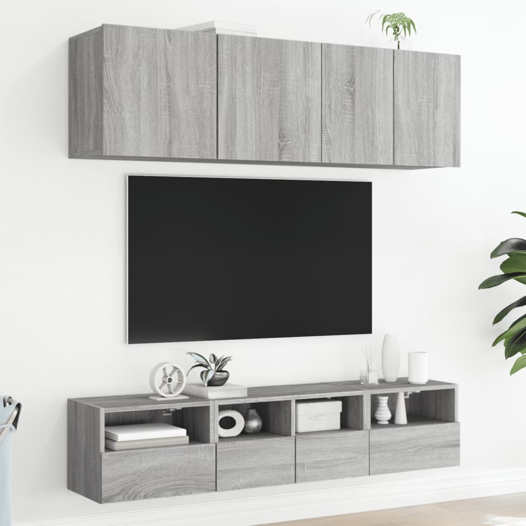 Mobili TV a Muro 5pz Grigio Sonoma in Legno Multistrato - homemem39