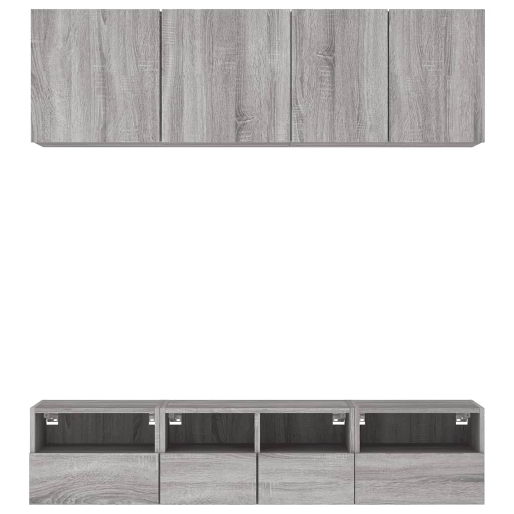 Mobili TV a Muro 5pz Grigio Sonoma in Legno Multistrato - homemem39