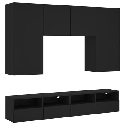 Mobili TV a Muro 5pz Neri in Legno Multistrato - homemem39