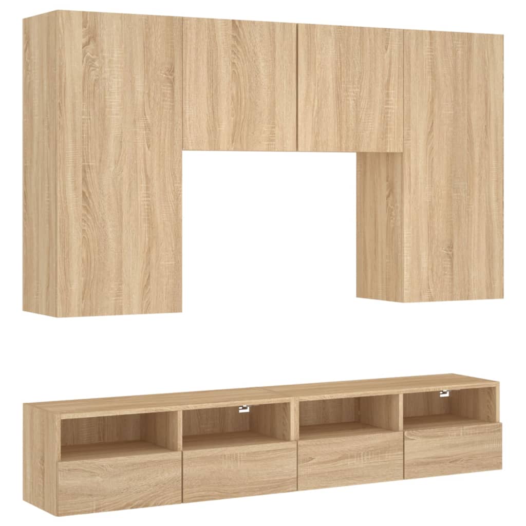 Mobili TV a Muro 5pz Rovere Sonoma in Legno Multistrato - homemem39