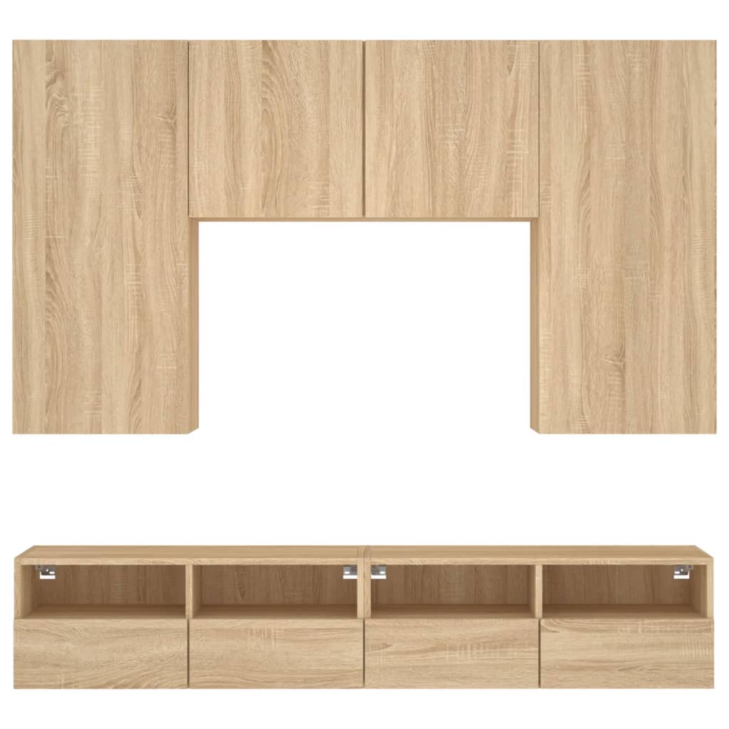 Mobili TV a Muro 5pz Rovere Sonoma in Legno Multistrato - homemem39