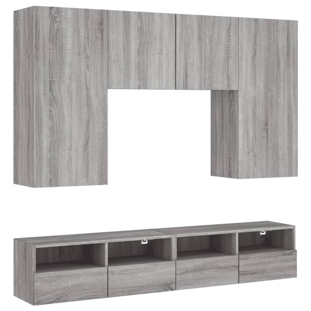 Mobili TV a Muro 5pz Grigio Sonoma in Legno Multistrato - homemem39