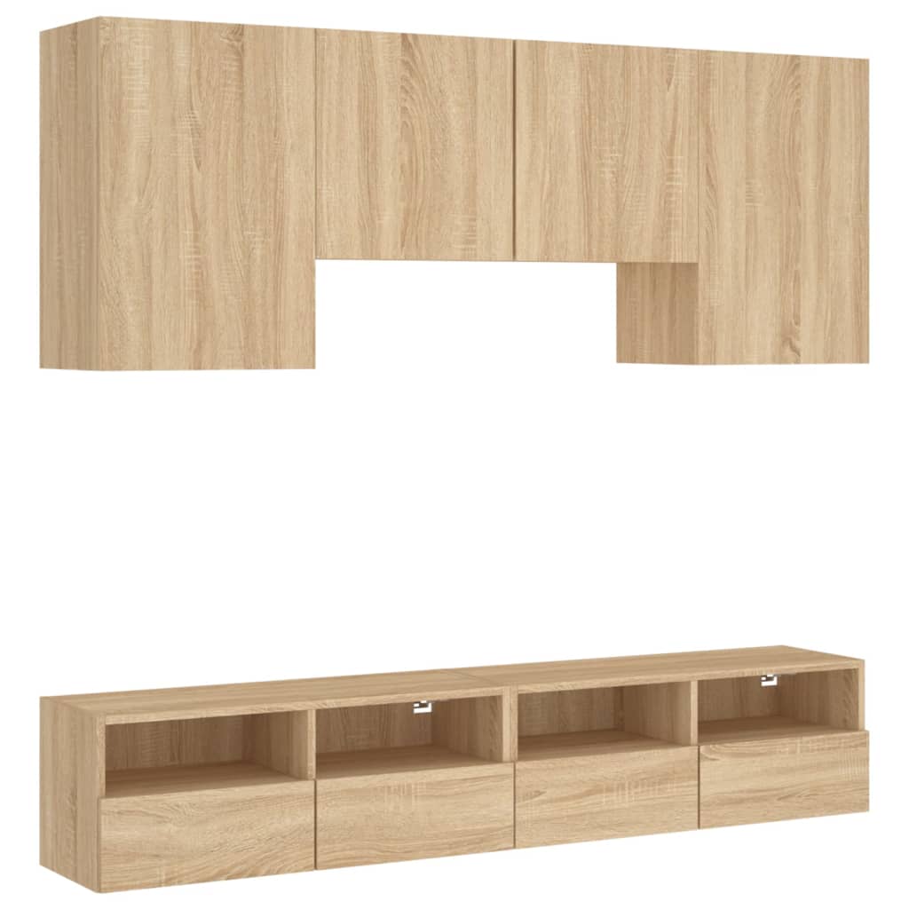 Mobili TV a Muro 5pz Rovere Sonoma in Legno Multistrato - homemem39