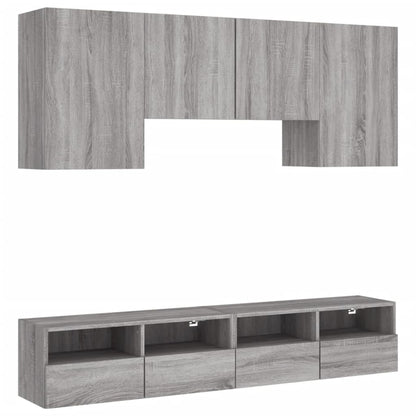 Mobili TV a Muro 5pz Grigio Sonoma in Legno Multistrato - homemem39