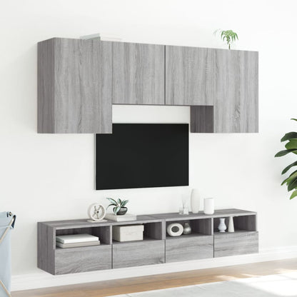 Mobili TV a Muro 5pz Grigio Sonoma in Legno Multistrato - homemem39