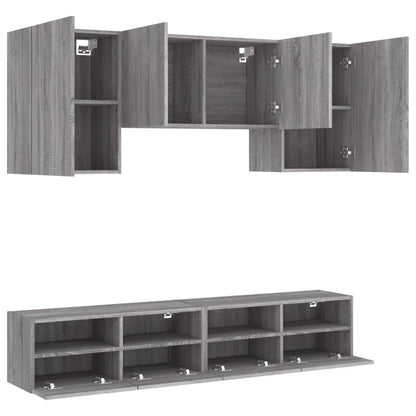 Mobili TV a Muro 5pz Grigio Sonoma in Legno Multistrato - homemem39