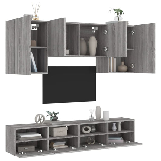 Mobili TV a Muro 5pz Grigio Sonoma in Legno Multistrato - homemem39