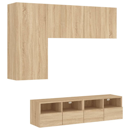 Mobili TV a Muro 4pz Rovere Sonoma in Legno Multistrato - homemem39