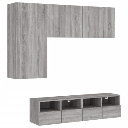 Mobili TV a Muro 4pz Grigio Sonoma in Legno Multistrato - homemem39