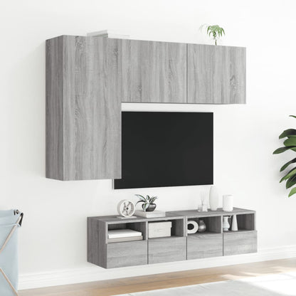 Mobili TV a Muro 4pz Grigio Sonoma in Legno Multistrato - homemem39