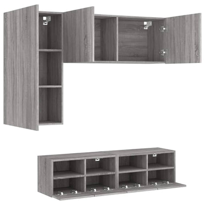 Mobili TV a Muro 4pz Grigio Sonoma in Legno Multistrato - homemem39