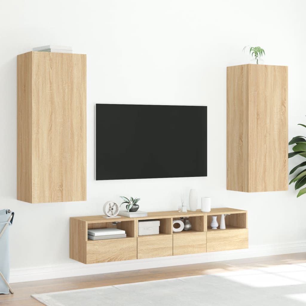 Mobili TV a Muro 5pz Rovere Sonoma in Legno Multistrato - homemem39